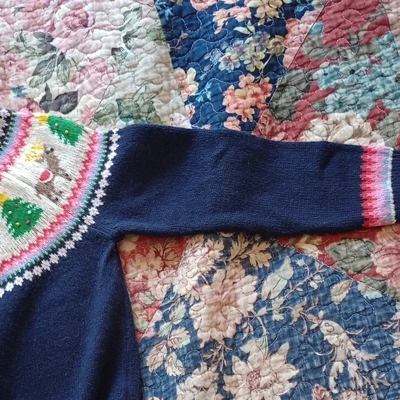Mini Boden Navy Reindeer and Tree Sweater - Picture 3 of 3